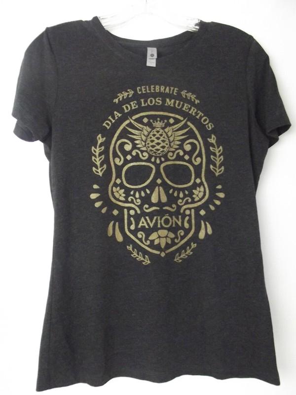 Avion Tequila DIA DE LOS MUERTOS T Shirt Women's Size L Day of the Dead