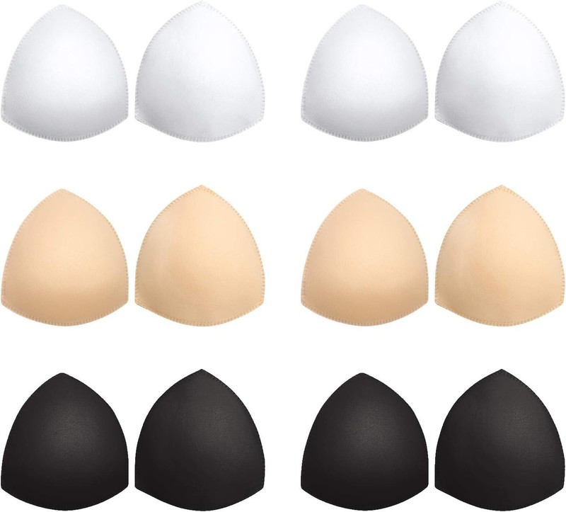Awpeye Bra Pads Inserts 6 Pairs Cups Inserts Removable Breast Black