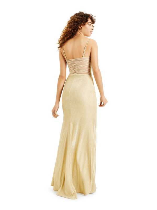 B DARLIN Womens Spaghetti Strap Full-Length Evening Body Con Dress