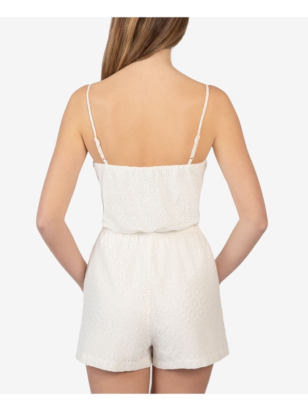 B DARLIN Womens Tie Pull-on Styling Adjustable Stra Straight Leg Romper