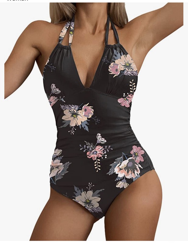 B2prity Women L floral One Piece Swimsuits Tummy Control Bathing Suit Halter