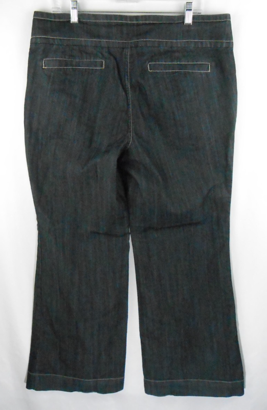 Baccini Womens 16 Dark Denim Blue Button Accent Wide Leg 5 Pocket Jeans