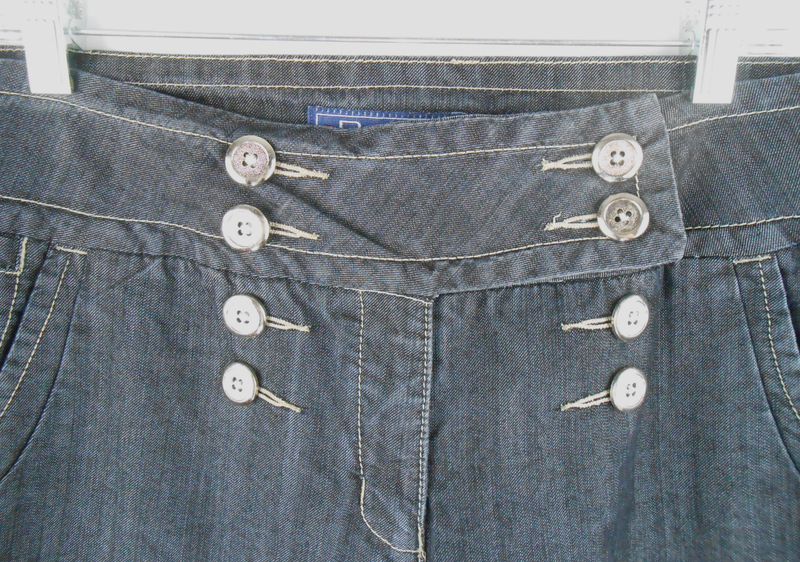 Baccini Womens 16 Dark Denim Blue Button Accent Wide Leg 5 Pocket Jeans