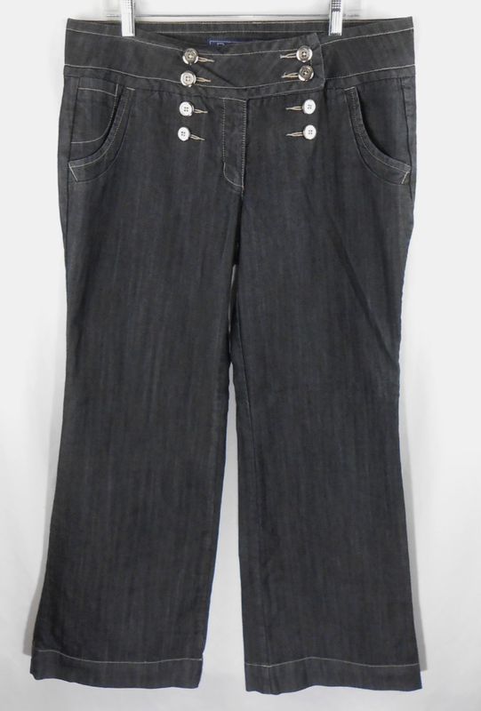 Baccini Womens 16 Dark Denim Blue Button Accent Wide Leg 5 Pocket Jeans