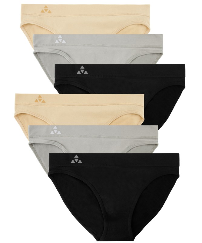 Balanced Tech Women's 6 Pack Seamless Low-Rise Bikini Panties