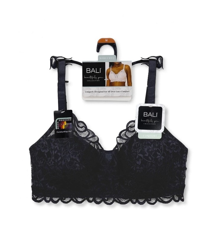 Bali Womens Beautifully You Lace Comfort Wireless Bra Black (CHOOSE SIZE)