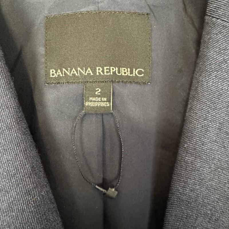 Banana Republic Blazer Womens 2 Blue Single Button Wool NWOT