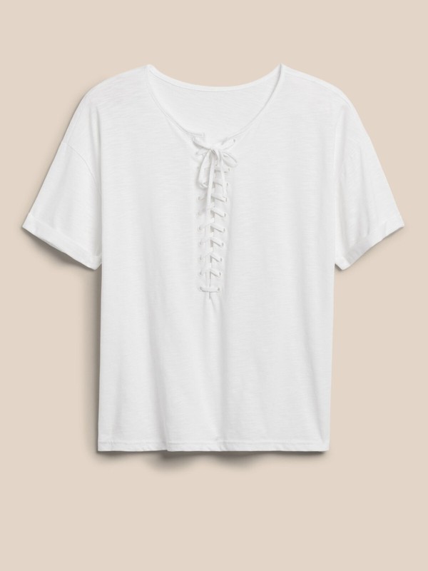 BANANA REPUBLIC Boxy SUPIMA® Lace-Up T-Shirt #859279