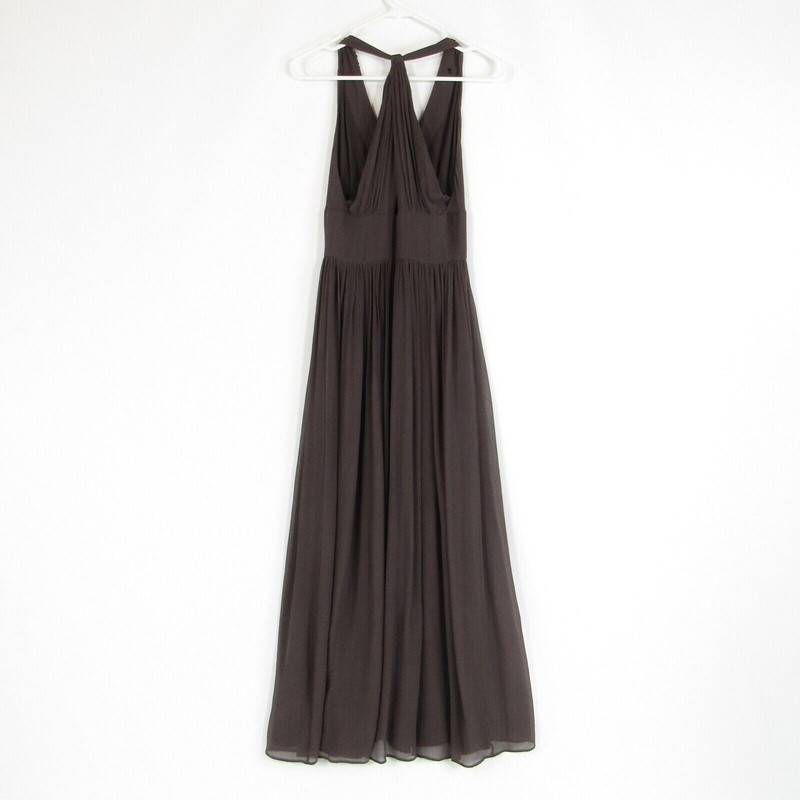 Banana Republic Brown Silk Sequin Beaded Maxi Dress #646659 NWT 8