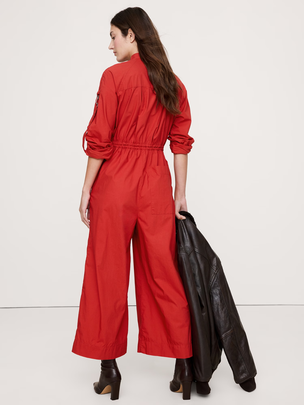Banana Republic - Cotton Poplin Zip Utility Cropped Jumpsuit - Hot
