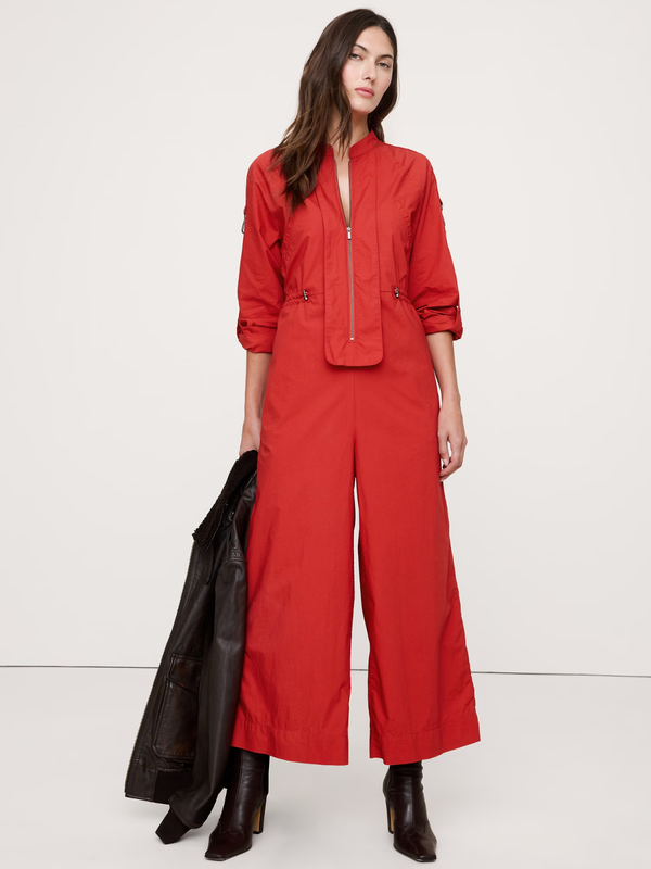Banana Republic - Cotton Poplin Zip Utility Cropped Jumpsuit - Hot