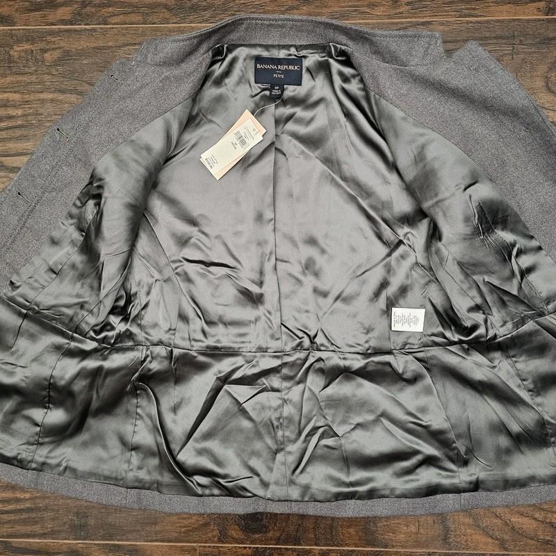 Banana Republic Gray Wool Blend Military Inspired Blazer Jacket Moto 8P Petite