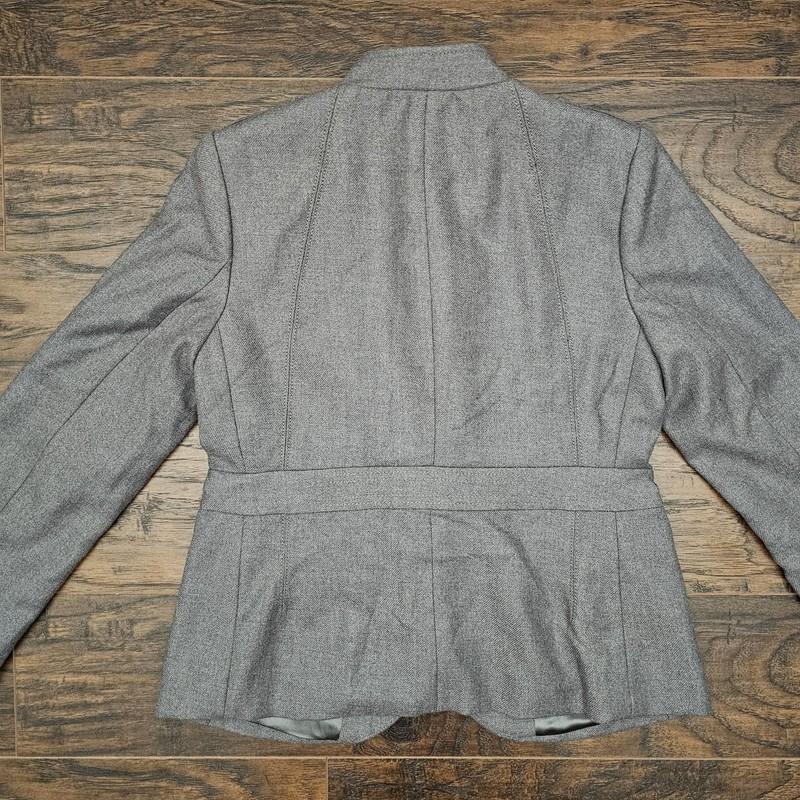 Banana Republic Gray Wool Blend Military Inspired Blazer Jacket Moto 8P Petite