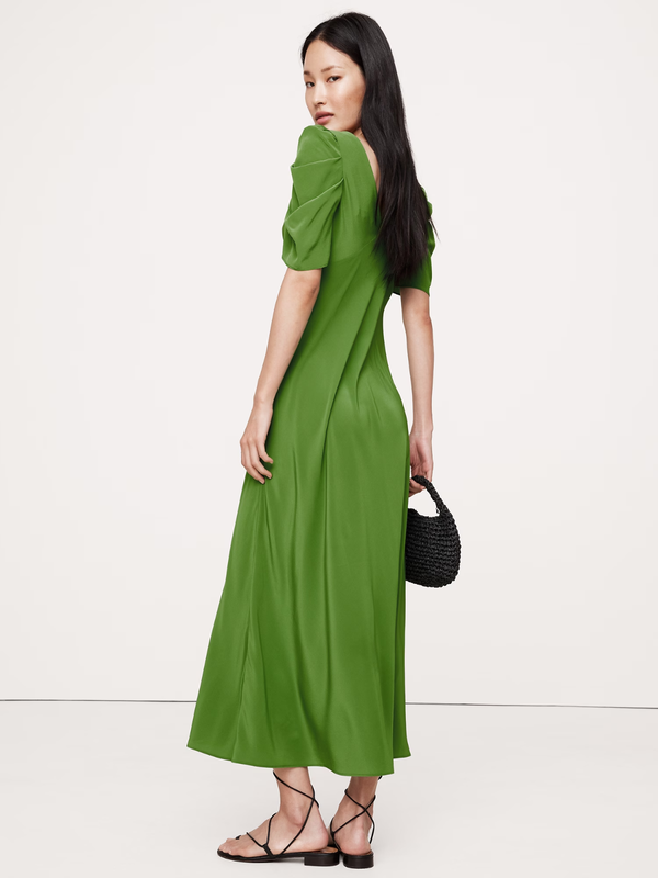 Banana Republic - Matte Silk Maxi Dress Scenic Trail Green - Hot