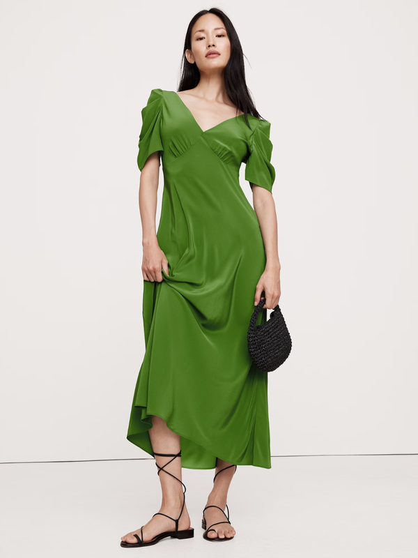 Banana Republic - Matte Silk Maxi Dress Scenic Trail Green - Hot