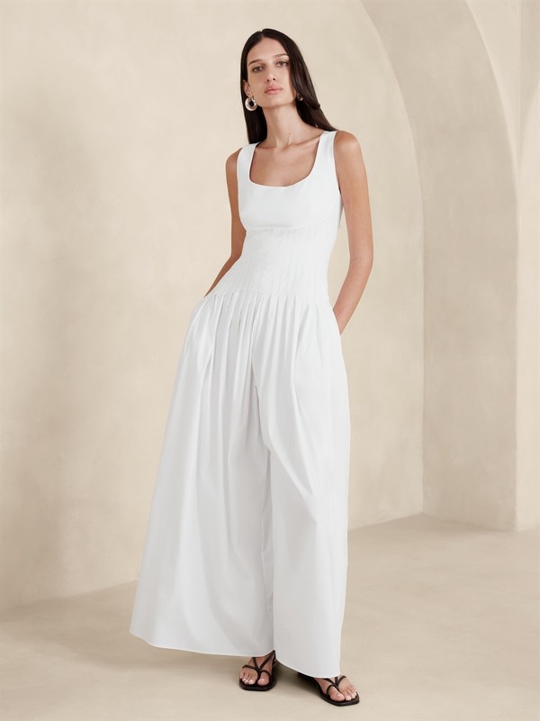 Banana Republic Ness Poplin Jumpsuit White Sz 00P 0P 0 6 12T