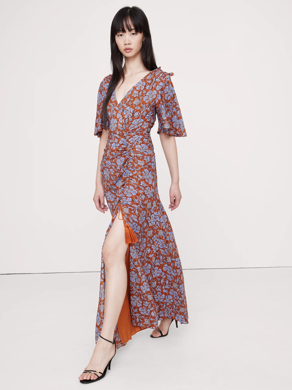 Banana Republic - Stretch-Crepe Flutter-Sleeve Maxi Dress - Hot