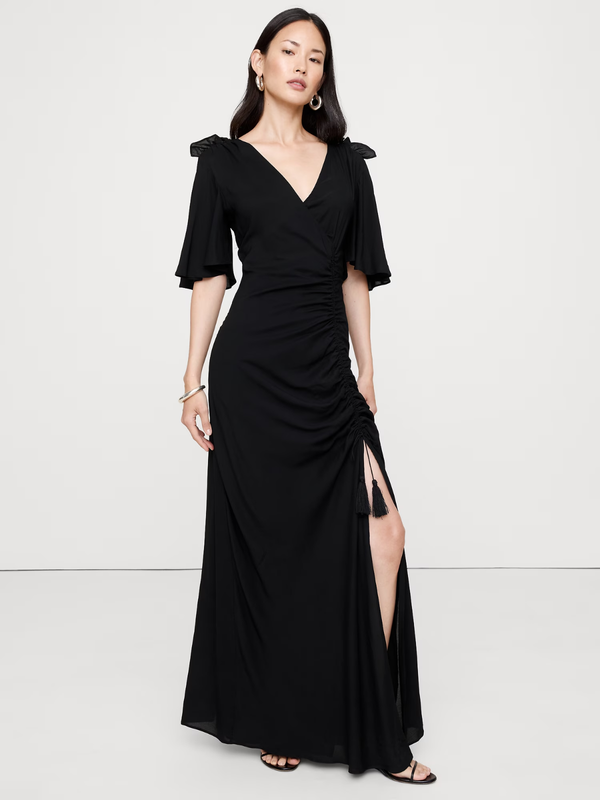 Banana Republic - Stretch-Crepe Flutter-Sleeve Maxi Dress - Hot