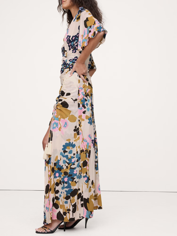 Banana Republic - Stretch-Crepe Flutter-Sleeve Maxi Dress - Hot