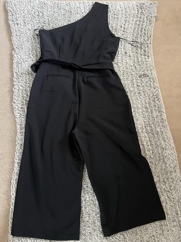 Banana Republic Women's Jumpsuit One-Piece Stretch One-Shoulder Belted Black 16