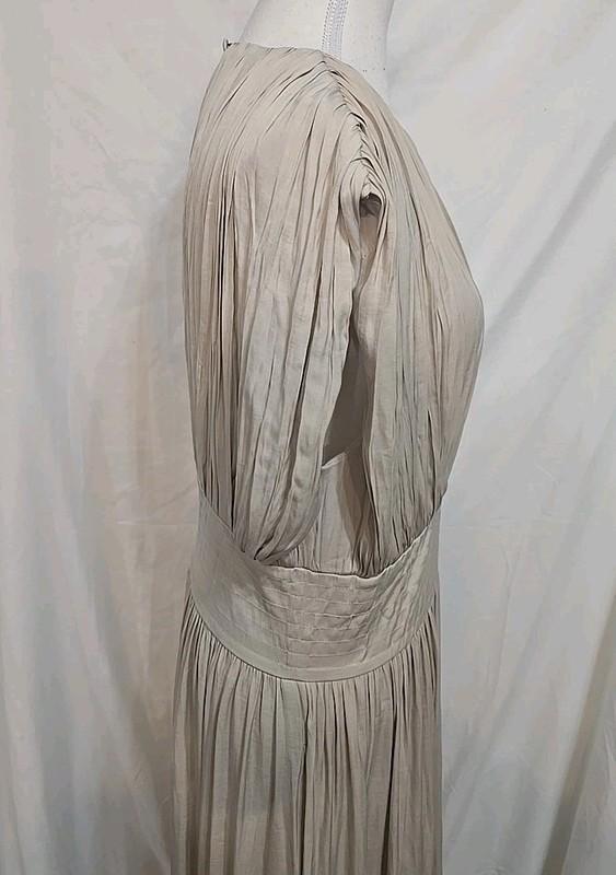 Banana Republic Women's Sleeveless OYSTER PEARL Crystal Pleated Maxi Dress Sz 12
