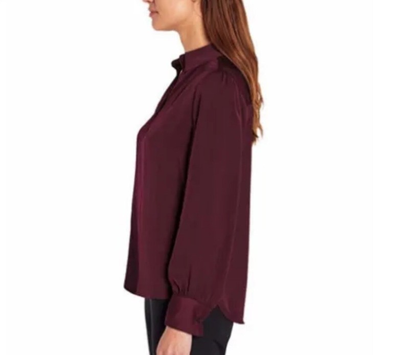 Banana Republic Womens Red XL Long Sleeve Relaxed Satin Pullover Blouse