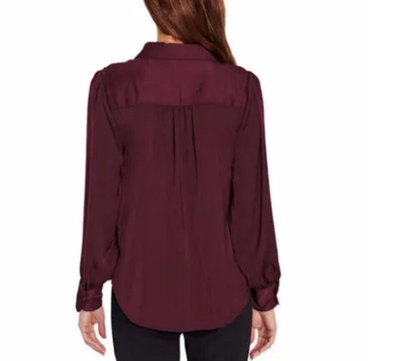 Banana Republic Womens Red XL Long Sleeve Relaxed Satin Pullover Blouse