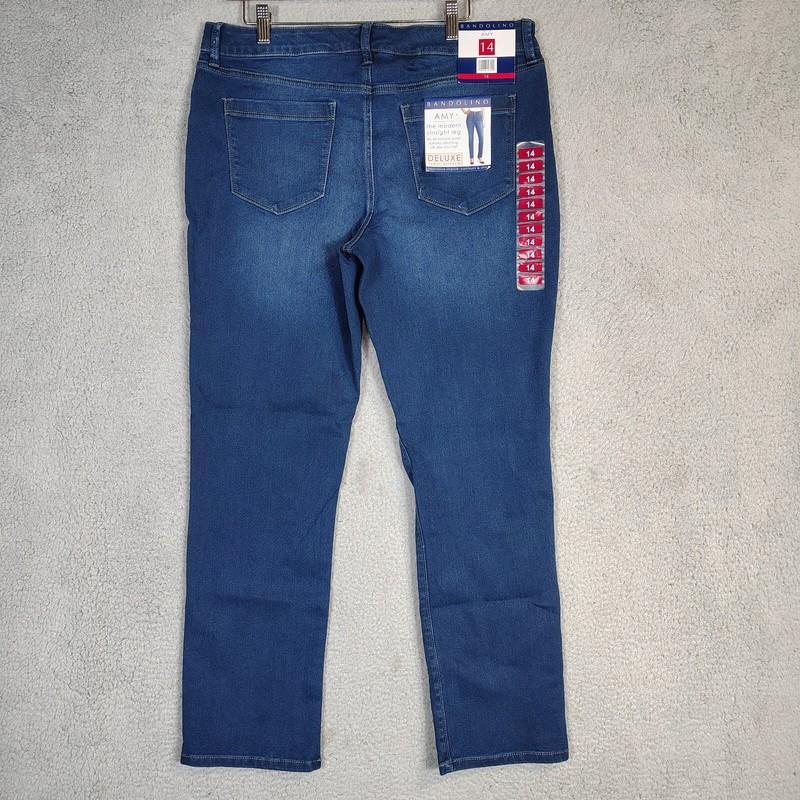Bandolino Amy Jeans Women 14 Blue Denim Deluxe Super Stretch Modern Straight NWT