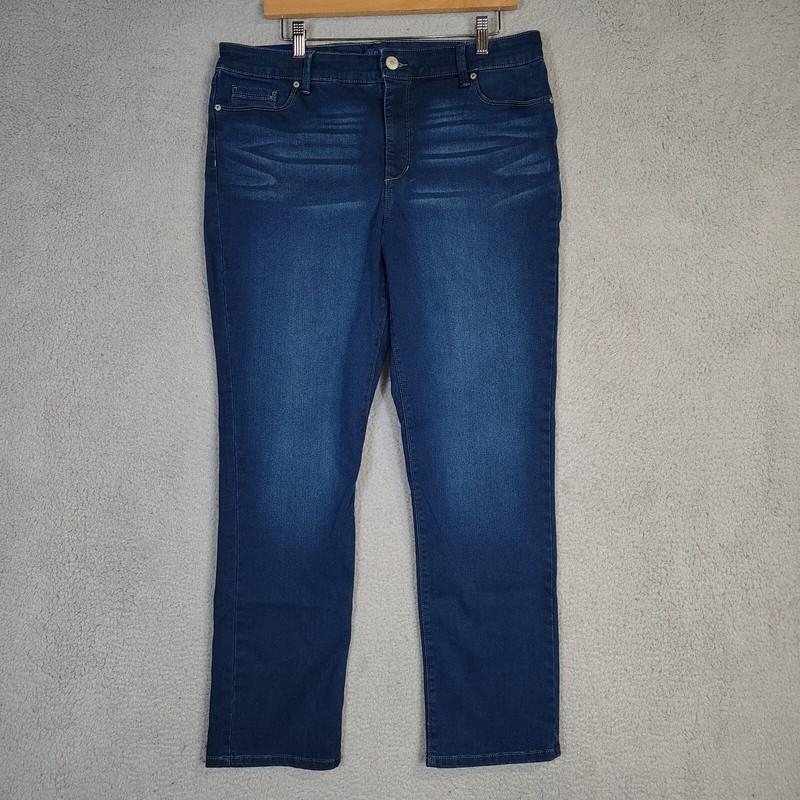 Bandolino Amy Jeans Women 14 Blue Denim Deluxe Super Stretch Modern Straight NWT