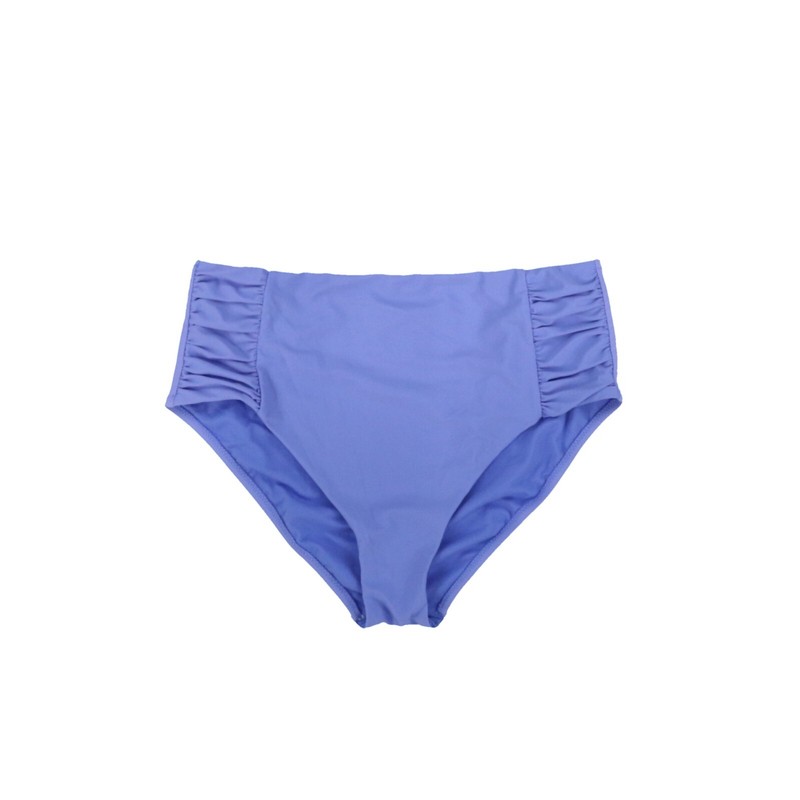 Bar III Women's Bikini Swim Bottoms Shirred High-Rise Swimsuit Periwinkle New