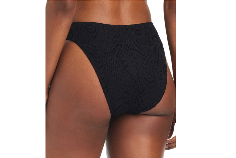 Bar Iii Women's Crochet High-Rise Side-Tab Bottoms Black Size XS 00162