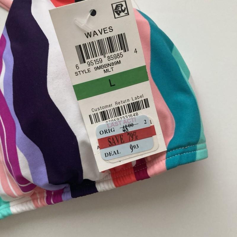 Bar III Women’s Swim Top Size L Colorful Bikini Top New With Tag
