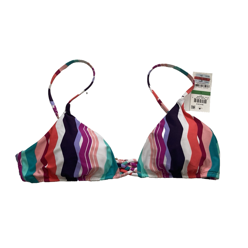 Bar III Women’s Swim Top Size L Colorful Bikini Top New With Tag