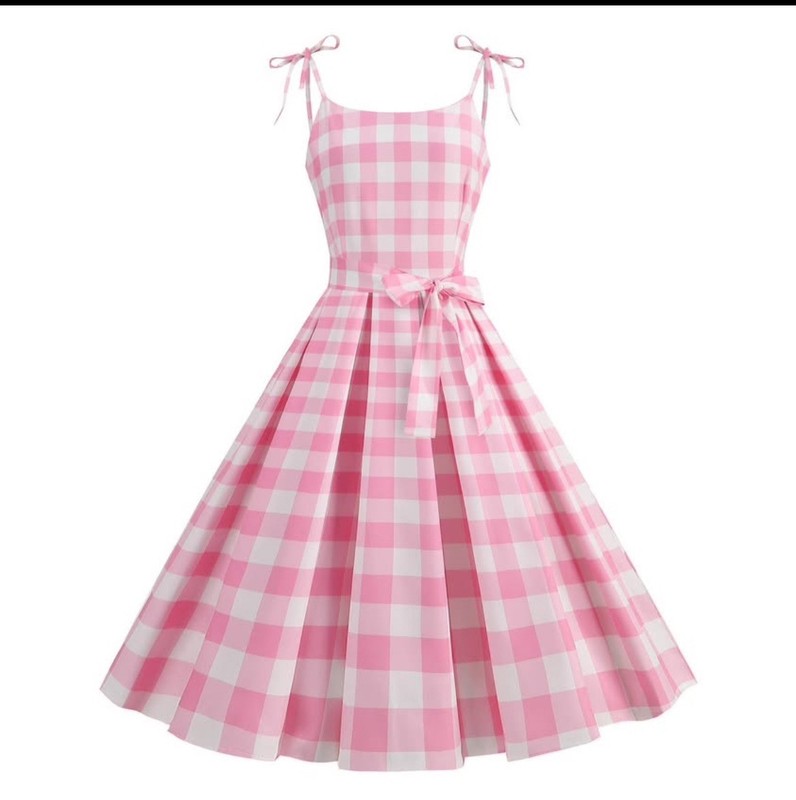 Barbie Pink Plaid Gingham Dress Halloween Costume Size MEDIUM
