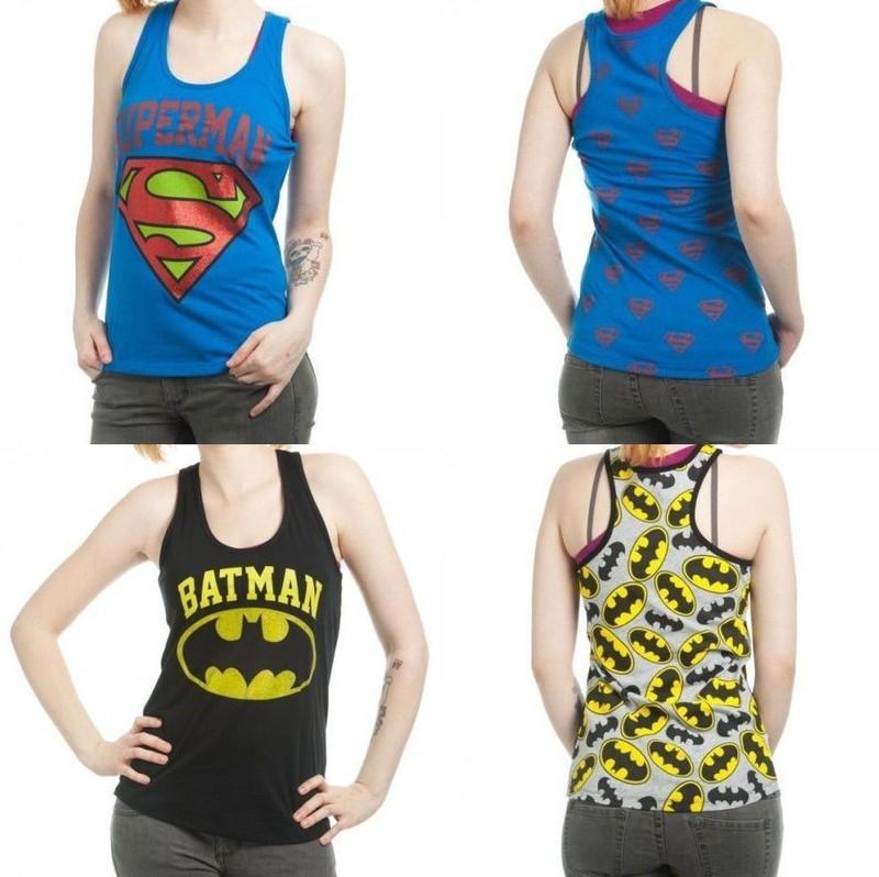 Batman Superman Allover Dc Comics Junior Racer Tank Top Shirt