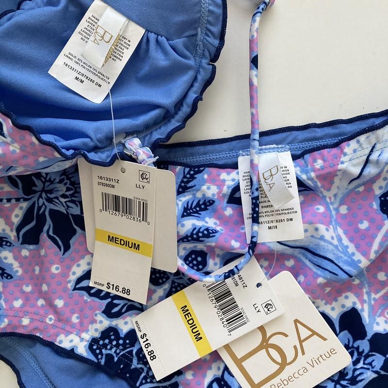 BCA By Rebecca Virtue Women's Swimsuit Size M Two-Piece Bikini Purple Floral NWT