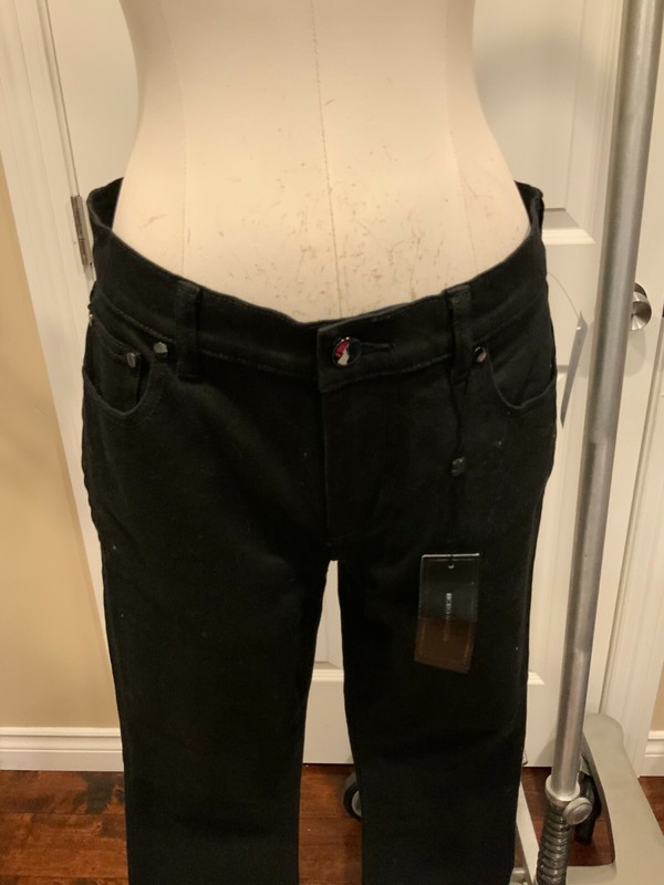BCBG Max Azria Black Denim High Rise Cropped Bootcut Jeans Size 26 NWT $198