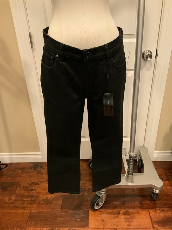 BCBG Max Azria Black Denim High Rise Cropped Bootcut Jeans Size 26 NWT $198