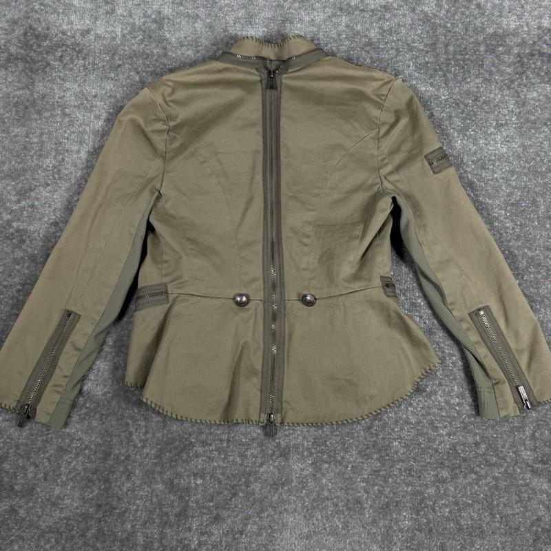 BCBG Max Azria Military Army Field Coat Officer Crop Jacket Women’s XS Green