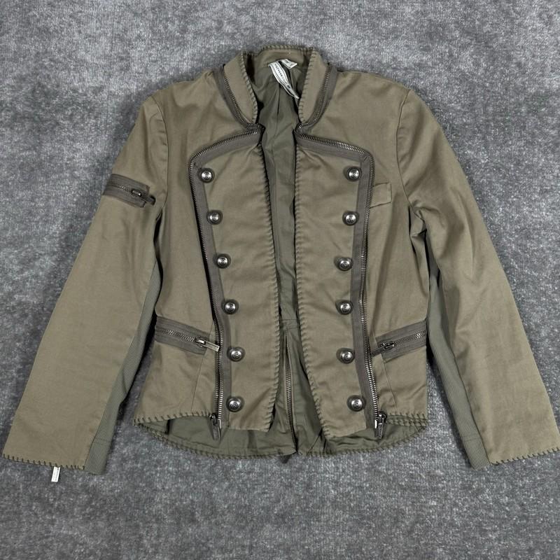 BCBG Max Azria Military Army Field Coat Officer Crop Jacket Women’s XS Green