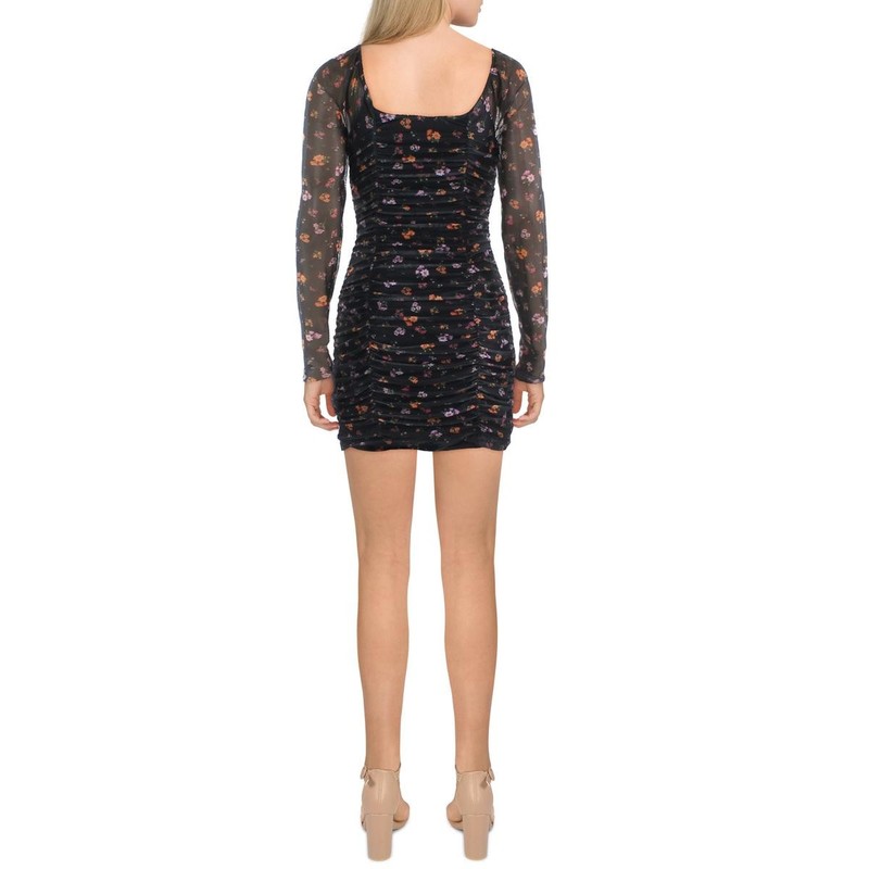BCBGeneration Womens Square Neck Mini Floral Sheath Dress BHFO 0490