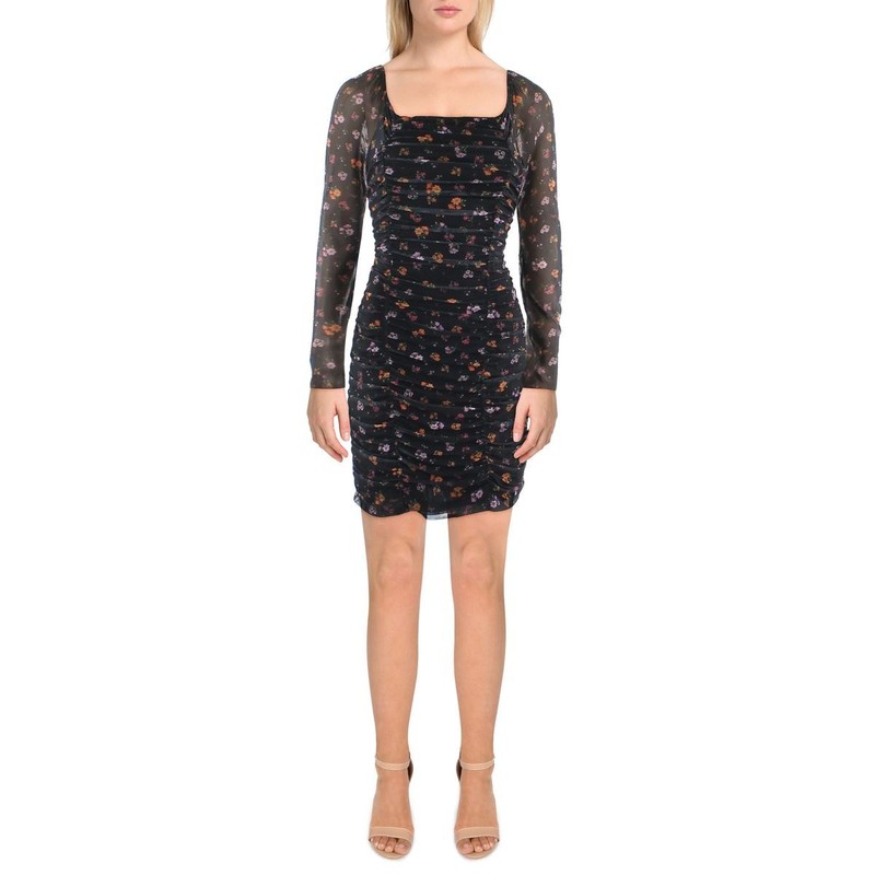 BCBGeneration Womens Square Neck Mini Floral Sheath Dress BHFO 0490
