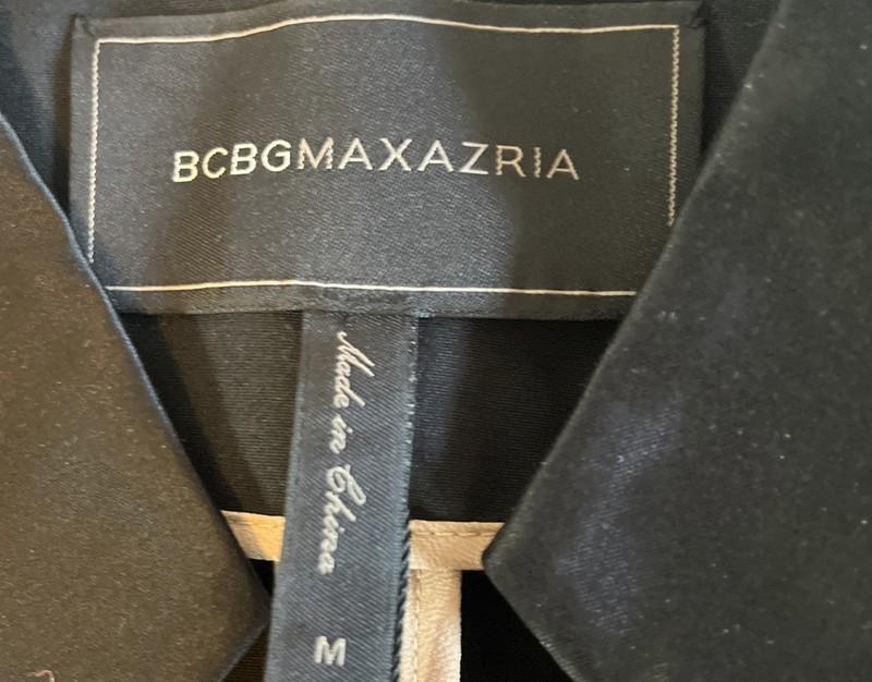 BCBGMaxazria Arelia Long Jacket Women’s M Black Zip Waist A-line Essential City