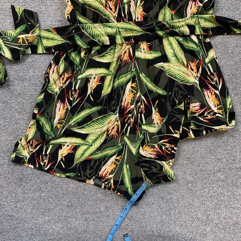 BCBGMaxazria Romper Womens M Medium Surplice Birds Of Paradise Front Tie Keyhole