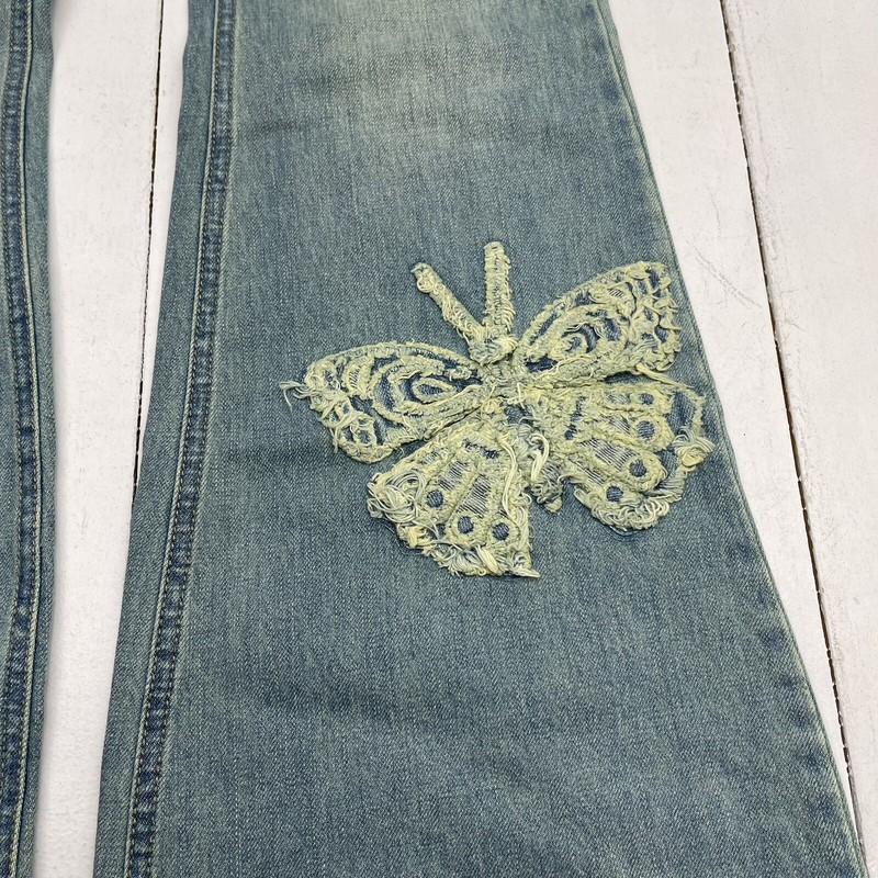 BDG Low Rise Flare Butterfly Appliqué Denim Jeans Women’s Size 27 NEW *