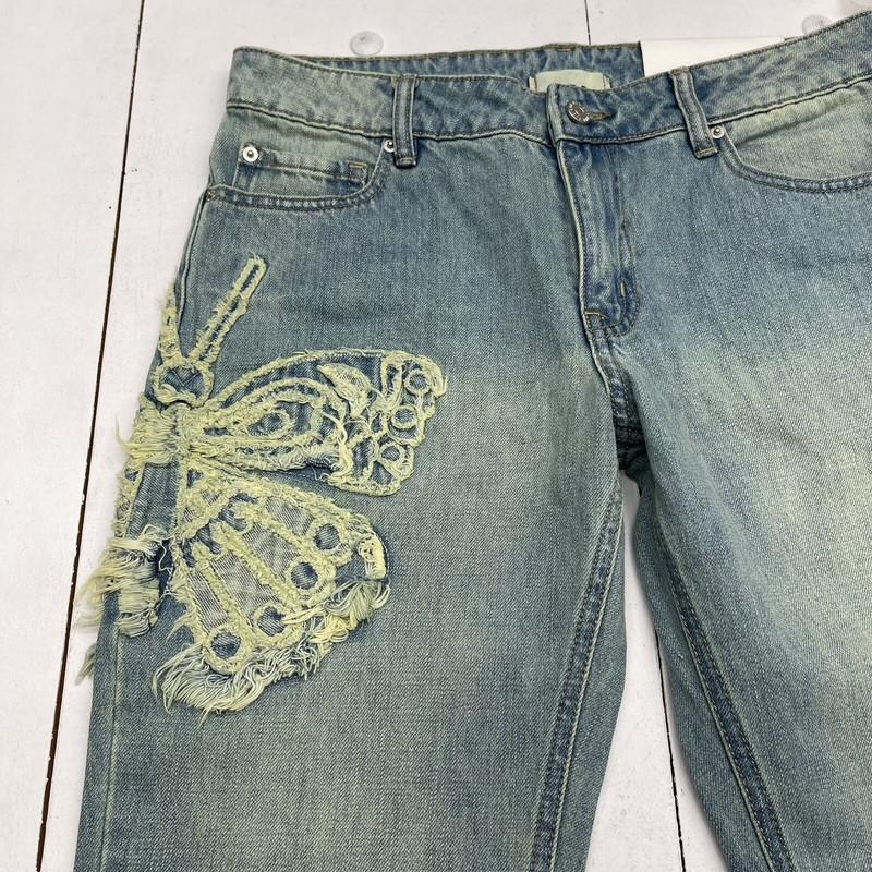 BDG Low Rise Flare Butterfly Appliqué Denim Jeans Women’s Size 27 NEW *