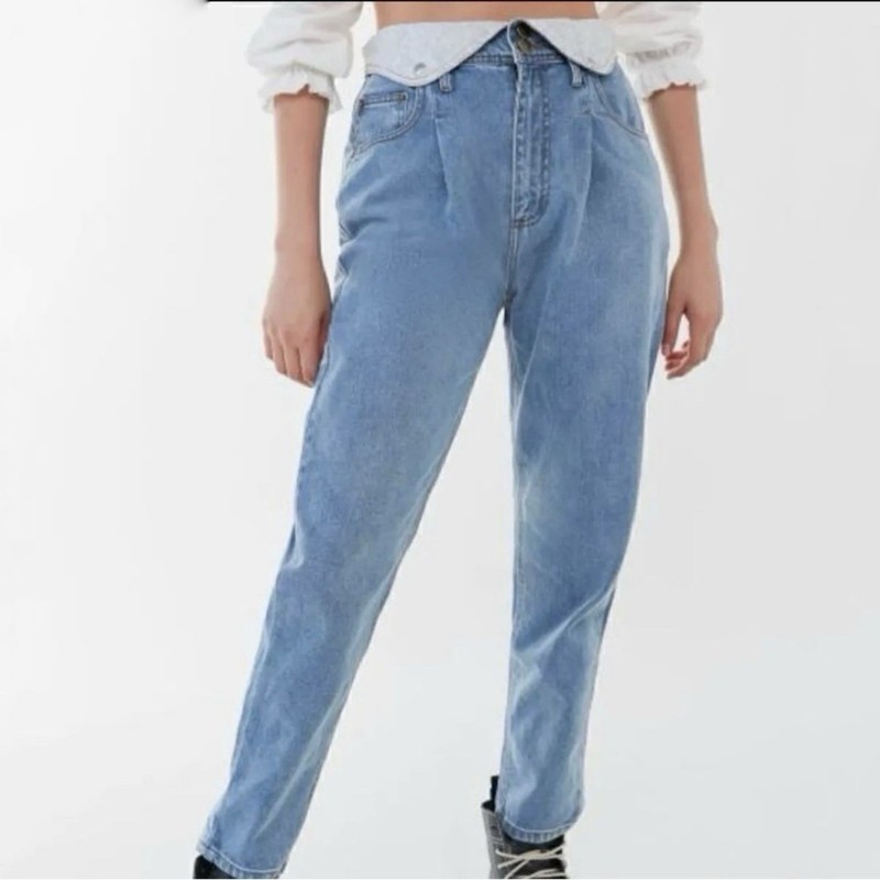 BDG Urban Outfitters Jeans Women 31 Blue Fold Over Paper Bag High Rise Floral