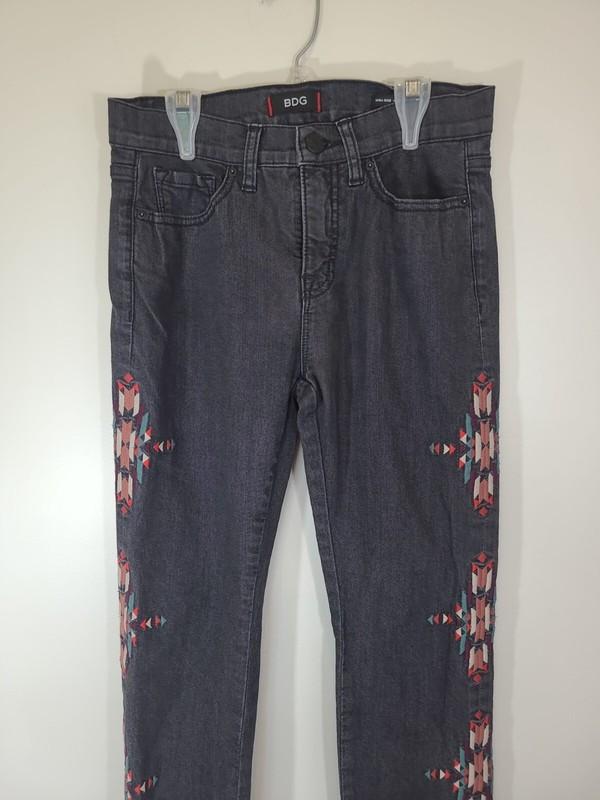 BDG Women's Denim Jeans Size 27X30 Black High Rise Cigarette Ankle Aztec