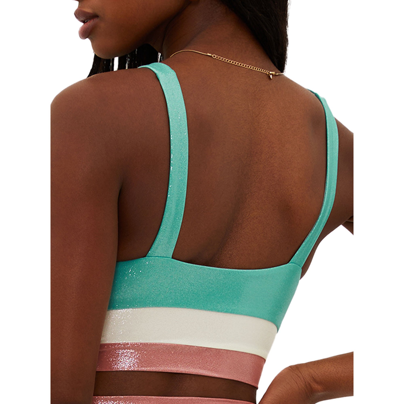 Beach Riot CRYSTAL SEA SPARKLE Mackenzie Longline Bikini Swim Top US X-Large