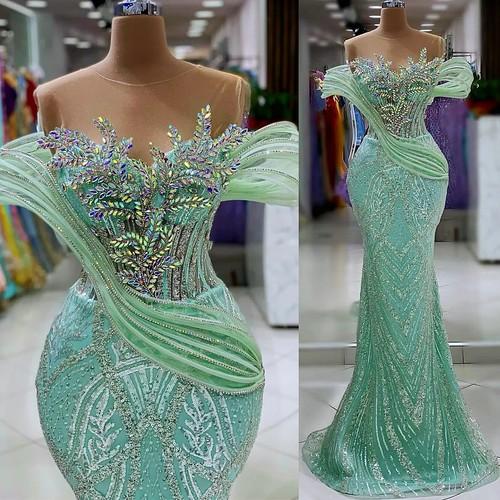 Beaded Mermaid Prom Dresses Sequined Lace Evening Formal Party Birthday Dresses